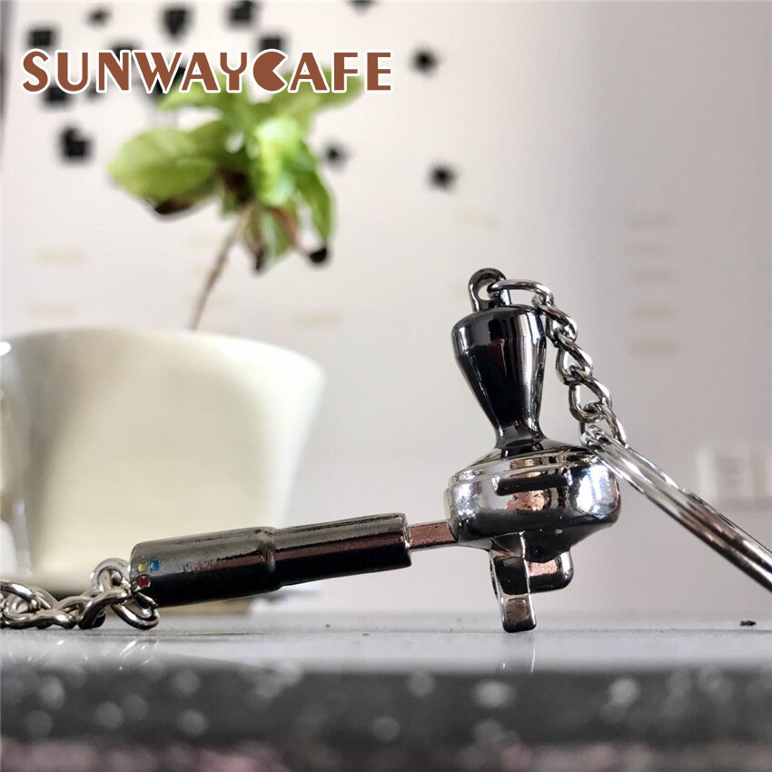 Couple Espresso Accessories Coffee Key Chain Mini Coffee Tamper Beautiful Coffee Keyring Cafe for Coffee Lovers Keychain