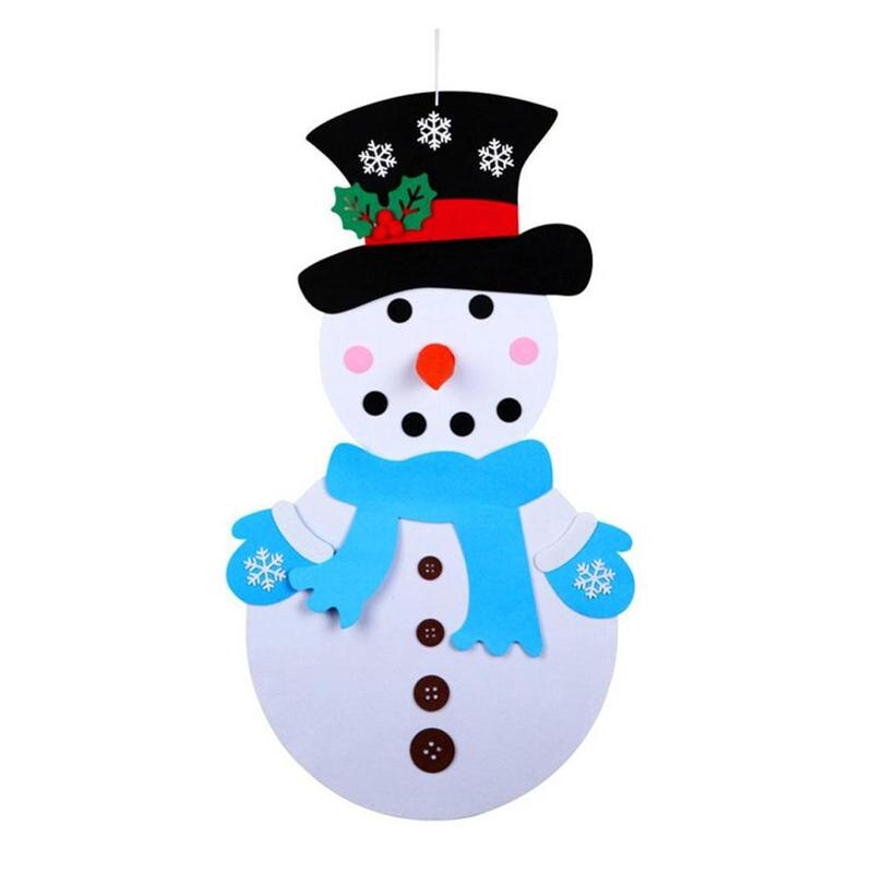 DIY Felt Snowman Christmas Year Kids Toys Decorations for Hanging Door Kit Wall Christmas Ornaments: blue