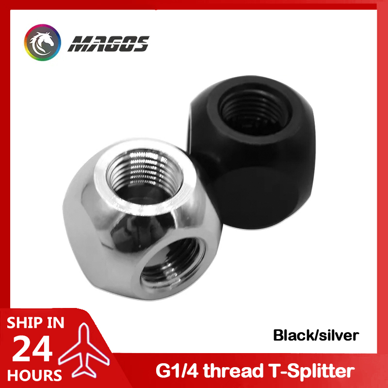 T-Splitter-T-Stück in Kugelform, 3 Wege, G1/4 x 3, Metallstecker zum Kompressionsverschraubung für PC-Wasserkühlung