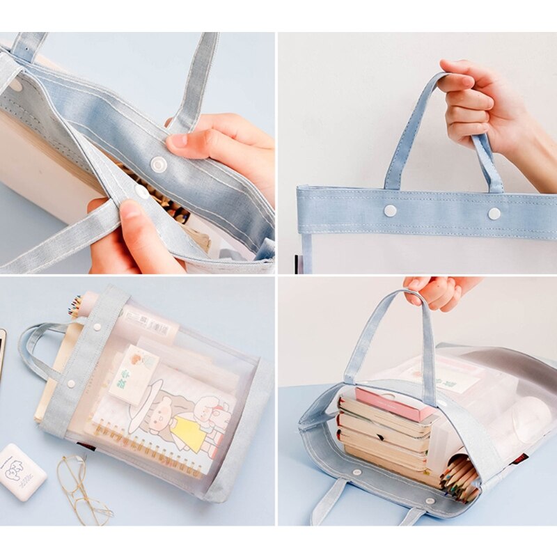 Transparent portatif En Nylon École Fourre-Tout Document Porte-Fichiers Étudiant Classification Idéologique Snap Sac De Rangement