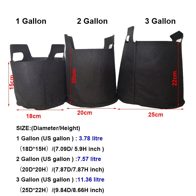 1/2/3 Gallon Stof Groeien Zakken Potten Tuin Plant Jardin Groente Bloem Planter Bag Diy Groeiende Yard Gardenig Tool