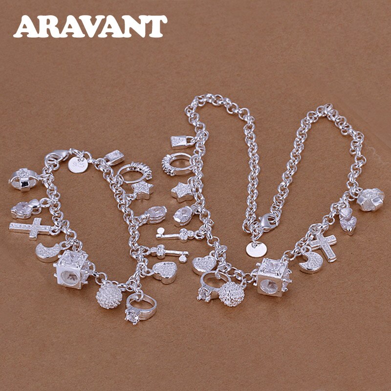 925 silber Schmuck-einstellen Für Frauen 13 Verschiedene Anhänger Armbinde Halskette Hochzeit Schmuck