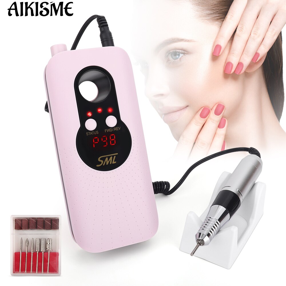 Professionelle 35000rpm Nagel Bohrer Maschine Wiederaufladbare Tragbare Manikübetreffend Pedikübetreffend Bohrer einstellen Gel Häutchen Entferner mit Bohrer