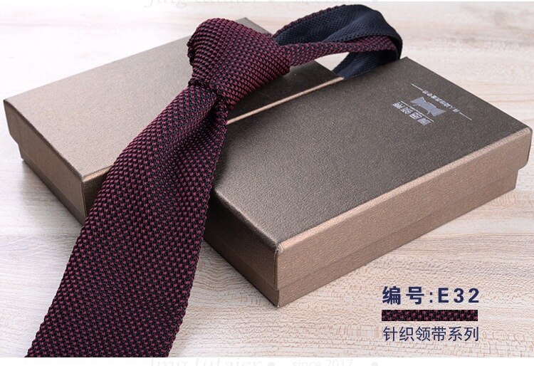 GUSLESON 6cm Slim Knit Tie for Men Business Leisure Skinny Necktie Burgandy Colorful Striped Dots Weave Ties