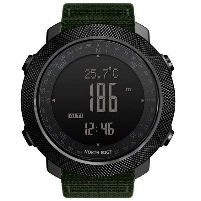Noord Rand Mannen Sport Horloges Hoogtemeter Barometer Kompas Thermometer Stappenteller Wereldtijd Horloges Digitale Running Wandelen Horloges: APACHE Green