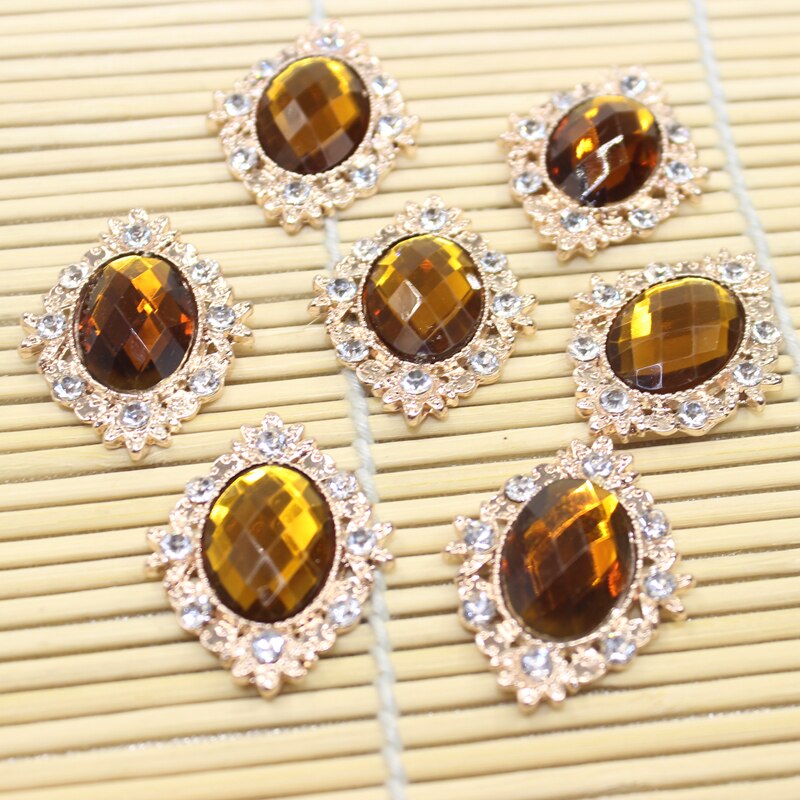 10 Pcs 25 Mm Strass Cabochons Plaksteen Crystal Knoppen Versieringen Bruiloft Sieraden Telefoon Decor Diy Kledingstuk Naaien Acce