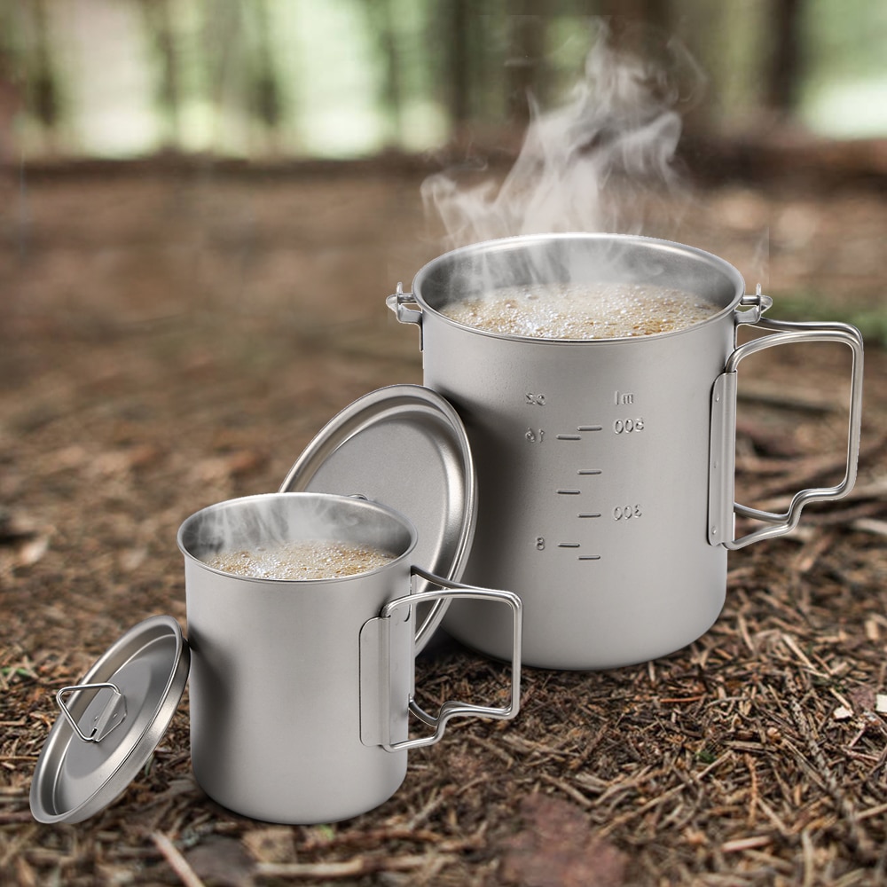 Olla De Titanio SOTO De 1100 Ml, Ultraligera Con Asa Plegable, Ideal Para Camping, Senderismo Y Mochileros