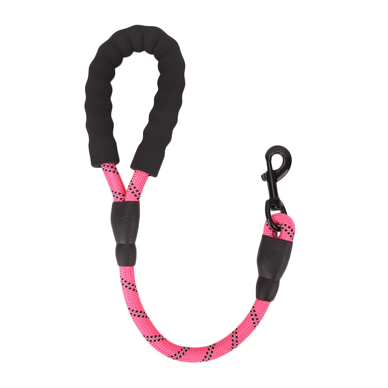Correa reflectante para perros grandes, correa corta reflectante para caminar, andador de perros a prueba de explosiones, mango suave, suministros para mascotas grandes: Rosa
