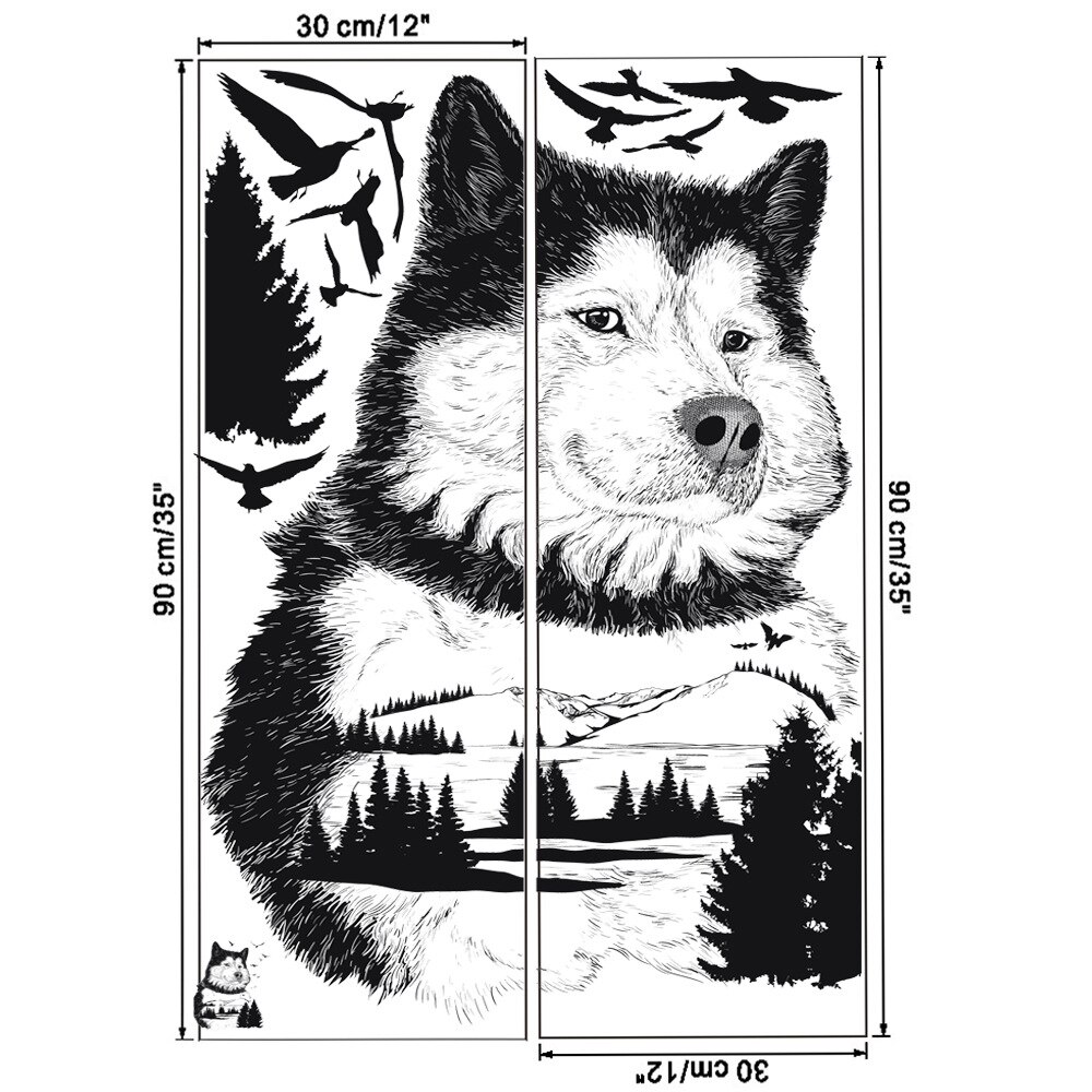 Black White Animal Silhouette Elk Zebra Eagle Horse Wolf Tiger Giraffe Wall Stickers Living Room Bedroom Decor Wallpaper