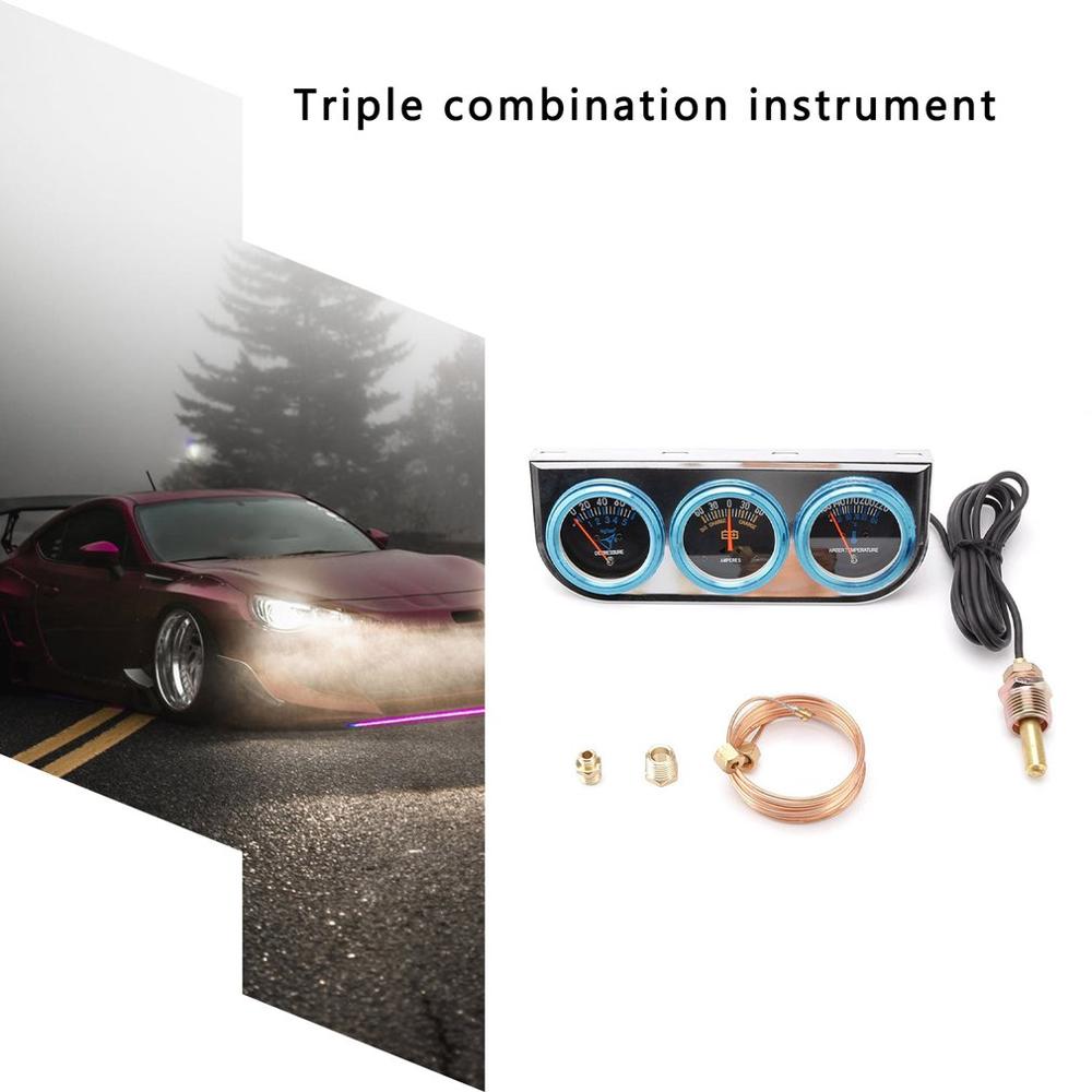 Triple Gauge Kit Olie Druk Water Temp Gauge Chrome 2 "52Mm 3 In 1 Amp Meter Universa Auto meter Accessoires