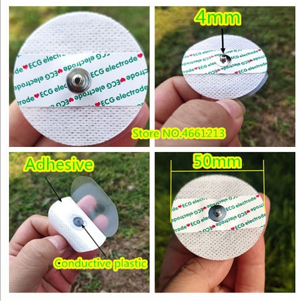 Parche de electrodo ECG para accesorios de electrocardiograma, Parche de alambre de plomo, electrodo Circular, tela no tejida para adultos