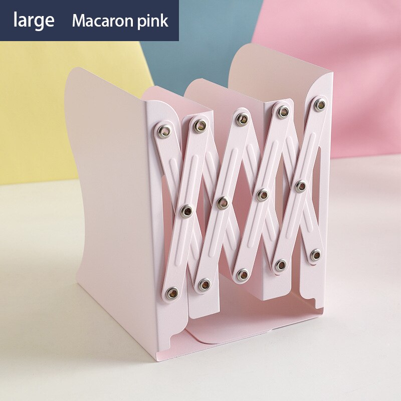 Estantería retráctil de Color, utilizada para estantes de libros, estantes ajustables, con soportes para bolígrafos, escritorios, suministros de oficina: Large-Macaron Powder