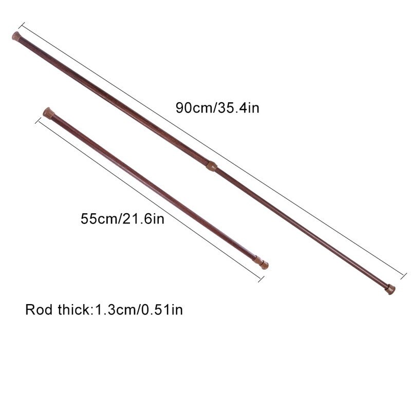 Bathroom Adjustable Curtain Rod Spring Loaded Extendable Telescopic Net Voile Tension Curtain Rail Pole Rod Rods 1pc: Wood grain 55-90