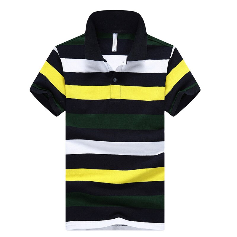 Herre business polo bomuld afslappet kjole sommer mænd blå striber polo shirt slim fit krave kortærmede klassiske skjorter herre: Asiatisk størrelse 3 / L