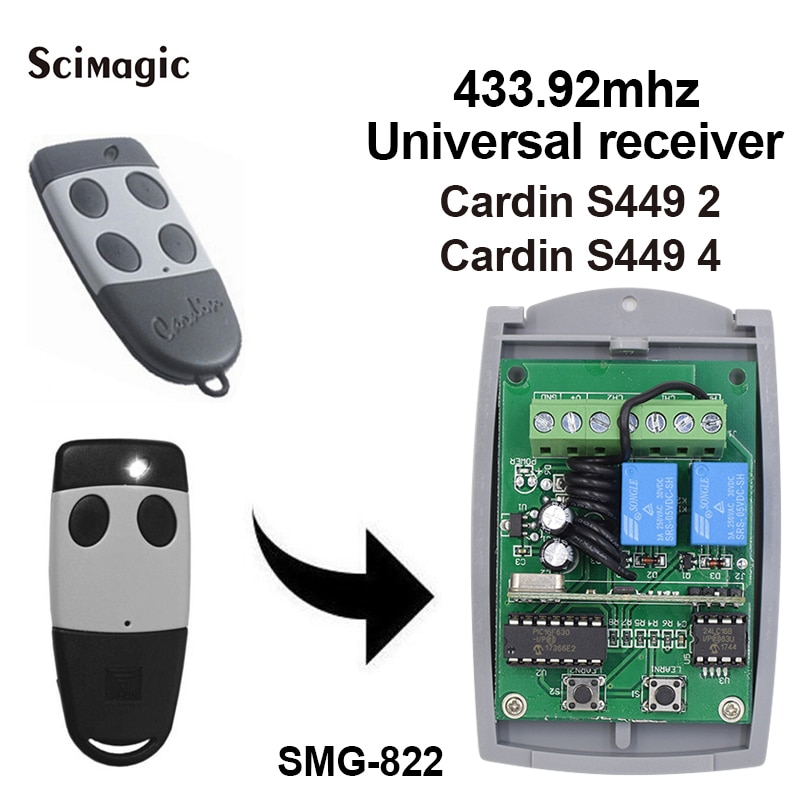 Garagedeuropener, 2 stuks garagedeur afstandsbediening Compatibel met Cardin 433,92MHz S449 QZ1, S449 QZ2 afstandsbediening, 2 kanalen