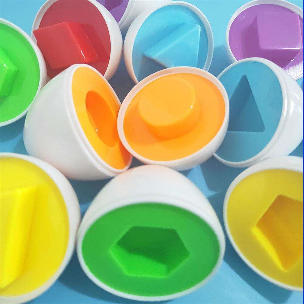 6 huevos enteros/juego de Color y forma juguetes para niños reconocer forma de Color que combina huevos al azar Color aprendizaje y educación de juguete de plástico