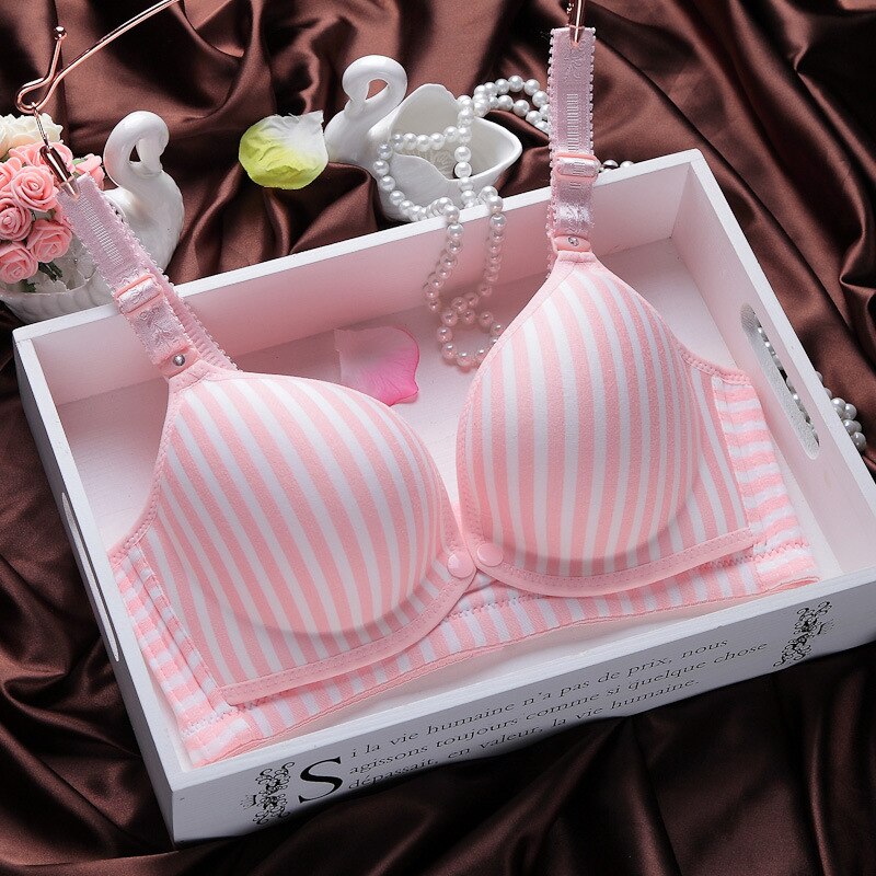Soutien-gorge d&#39;allaitement en coton à fines rayures pour femmes enceintes, avec boucle frontale, vêtements de nuit: Rose / 38