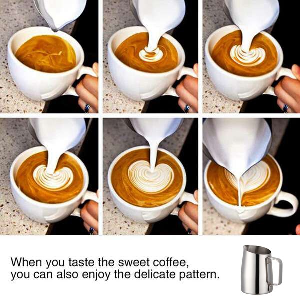 400Ml Stainless Steel Pull Coffee Cup Milk Foam Pot Cup Sharp-Nosed Diagonal Coffee Milk Cup Suitable for Barista Cappuccino Cap