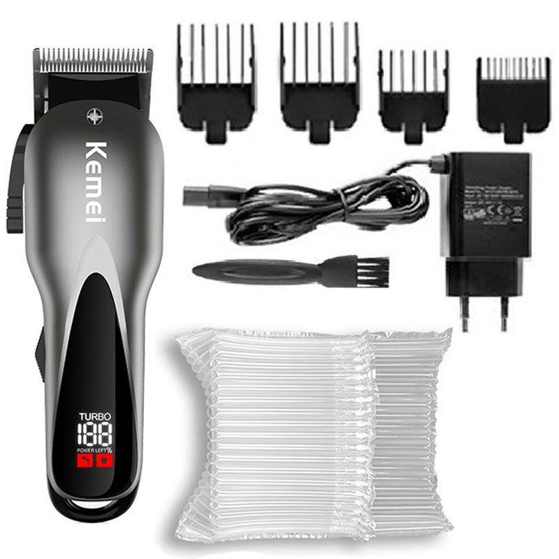 Men‘s TURBO two speed adjustable hair clipper hair trimmer beard electric haircut machine haircut all metal blade: sliver with bubble
