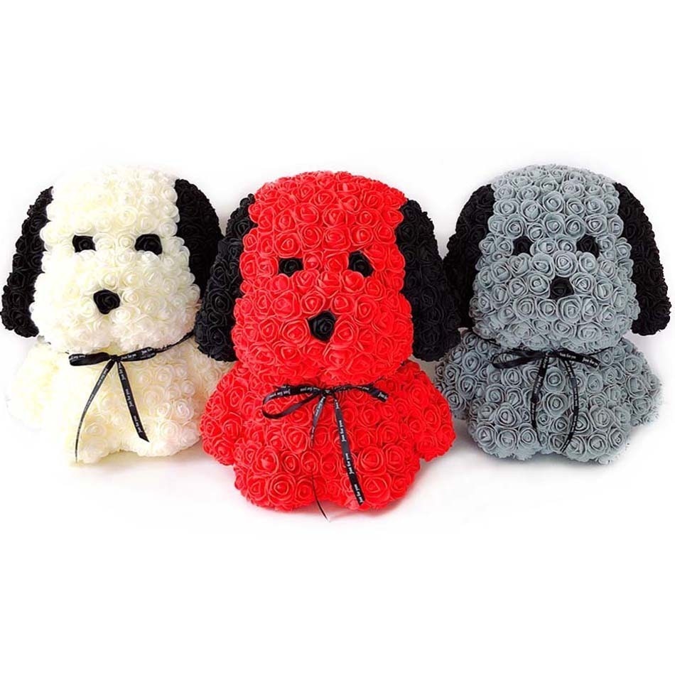38cm rose huba hund bamse rose blomst kunstig dekorasjon jul til kvinner valentines