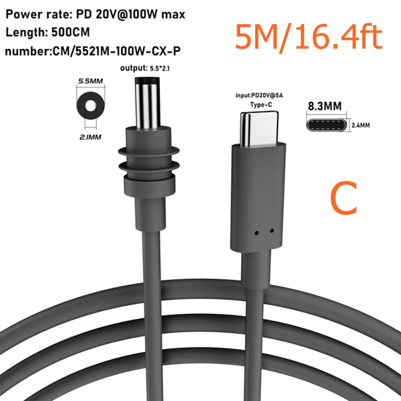 Voor Starlink Gen3 Mini Kabel 2/3/5m voor Starlink Mini Power Type-C Ingang vervanging Kabel Waterdichte Buitendeur Jack Opladen: Oranje