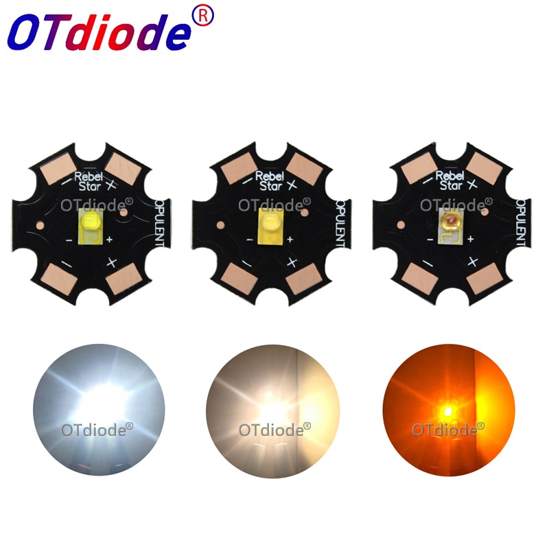 10 pièces LUXEON rebelle ES 3W haute puissance lumière LED émetteur puce Diode blanc blanc jaune 3.2-3.4V 700mA 20mm PCB