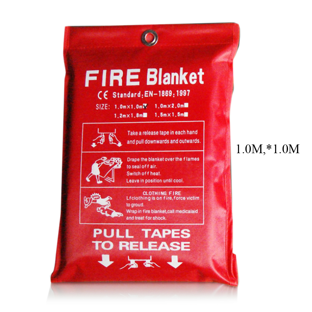 1m x 1m brandtæppe glasfiber brandhæmmende nødhjælp brandbeskyttelsesdæksel sikkerhed nødtæppe