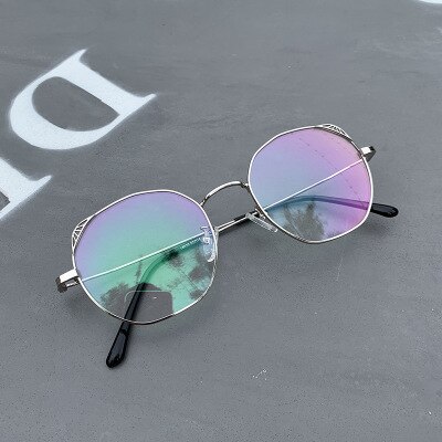 1Pc Myopia Optical Lens Glasses Frame Women Trendy Stainless Steel Metal Frames Cat Eye Clear Lens Eyeglasses Frame: Silver