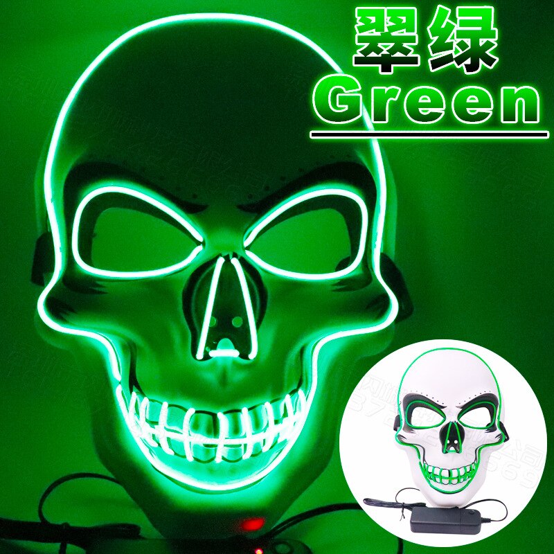 Halloween glühend Schädel Maske Spielzeug freundlicher Kalt Licht Party Streich Erwachsene Necken Trick römisch Lustige Spielzeug 24.5*16,5 Cm: Grün