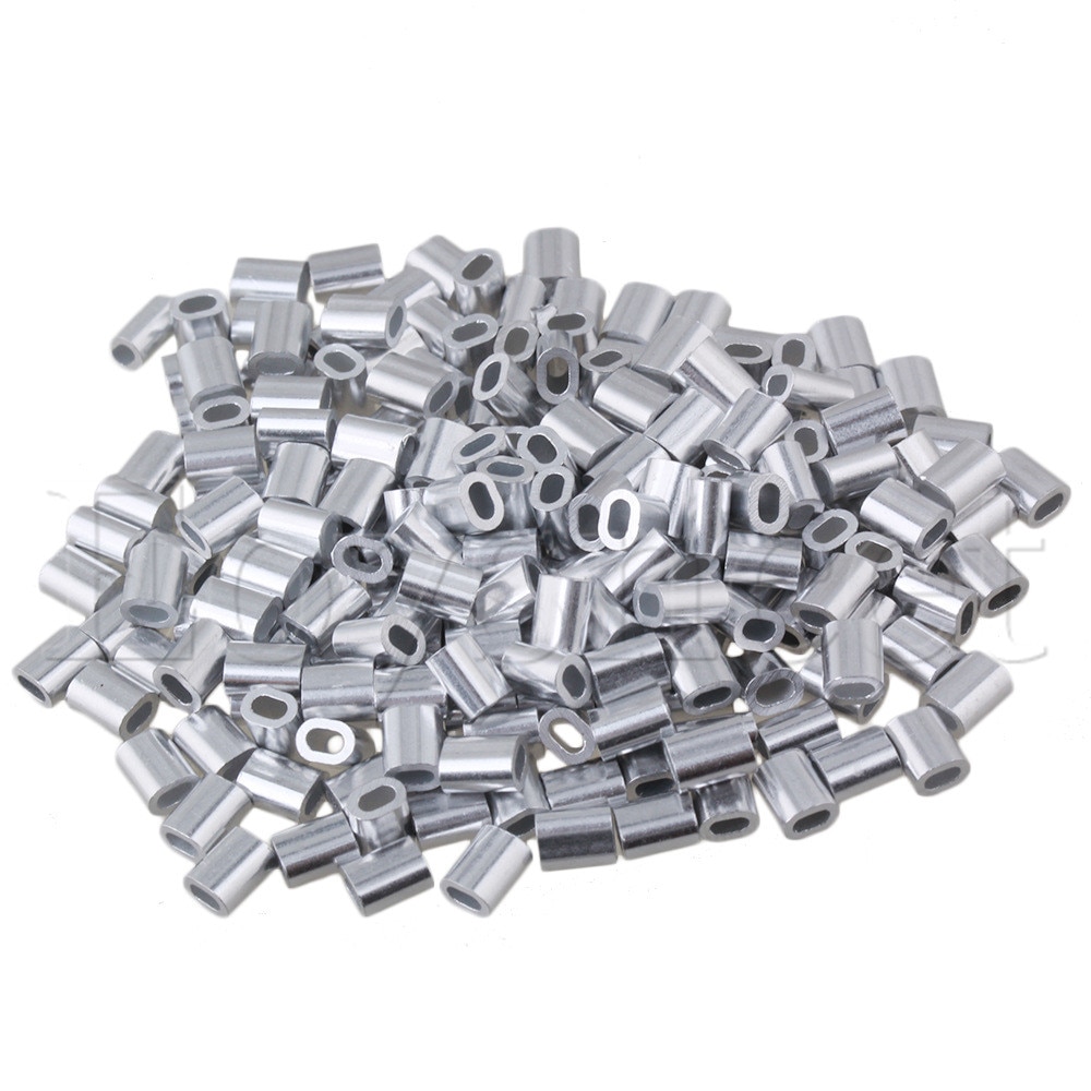 200 stk ovale aluminium clips ferrule ærmer til 1mm ståltov