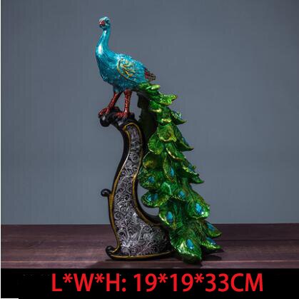 Originele Hars Pure Groene Phoenix Beeldje Pauw Decor Vogel Standbeeld Kantoor Thuis Ambachten Decoratie Dier Sculptuur Ornament: C