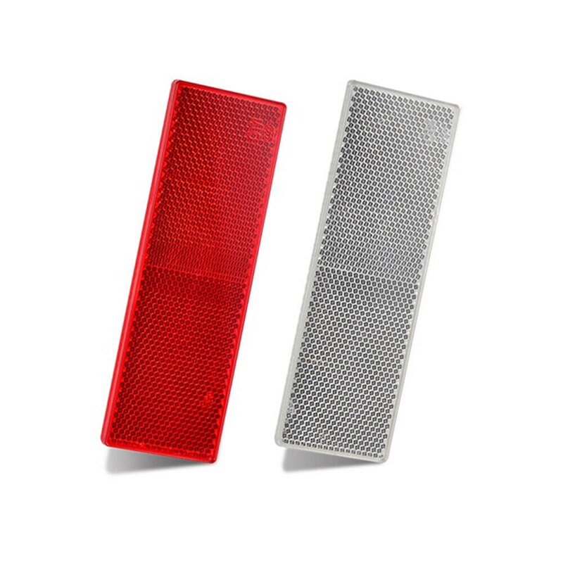 1Pcs Truck Motorfiets Lijm Rechthoek Plastic Reflector Reflecterende Waarschuwing Plaat Stickers Veiligheid Teken Rood/Wit