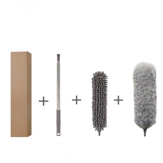 3Pcs Telescopic Pole Washable Easy Apply Extendable Duster Household Car Dust Dusty Feather Duster Long Handle Clean Brush: Type B