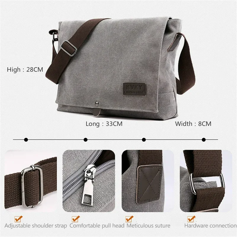 Men Canvas Crossbody Shoulder Messenger Bags Man Cross Body Bag Casual Solid Multi Function Portable Male Bag