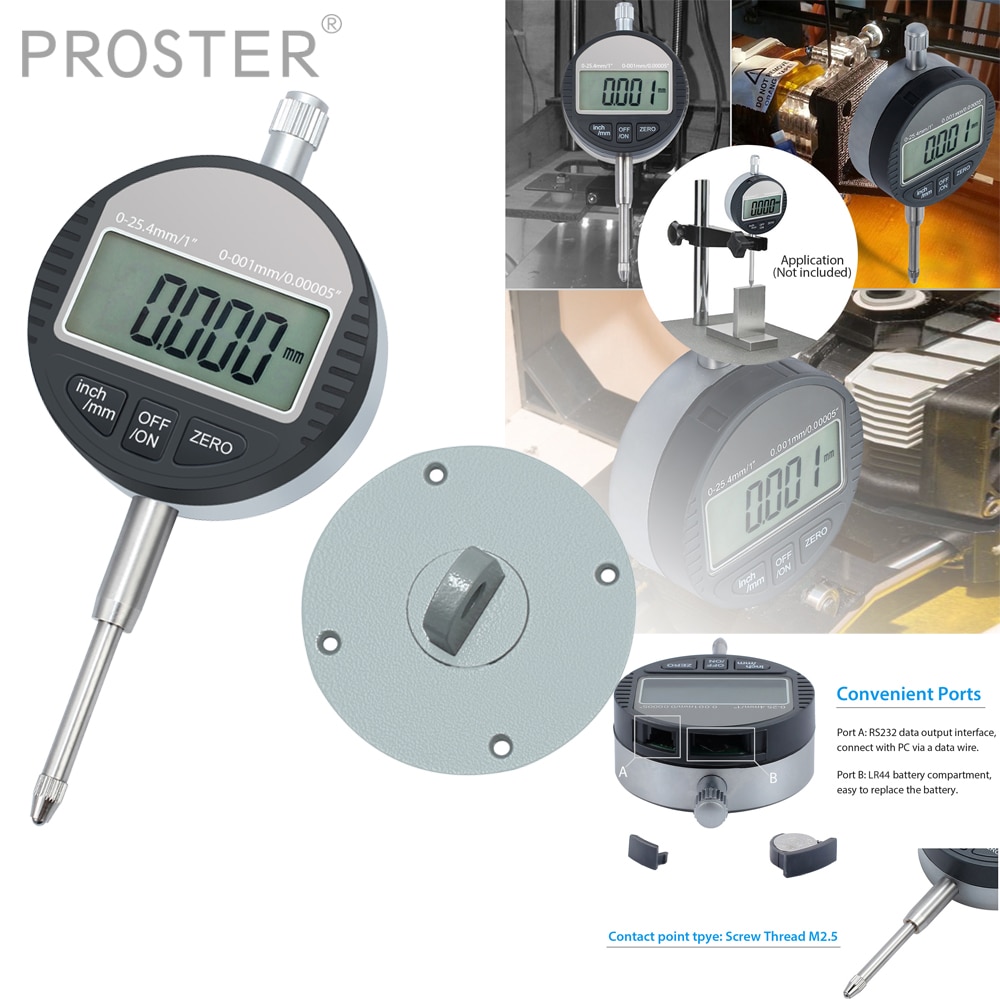 Proster-indicador Digital de esfera para DTI, 0.001/0,00005 '', rango de sonda Digital 0-25,4mm/1'', indicador de prueba de Dial, medidor electrónico