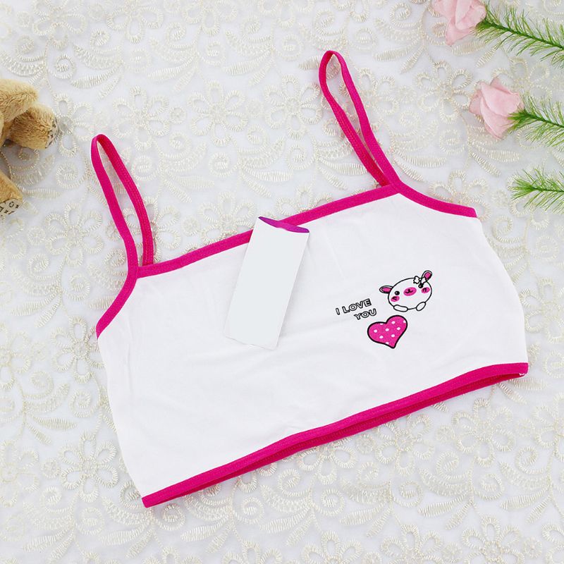 Puberteit Jonge Meisjes Training Beha Cartoon Bear Heart Print Katoenen Ondergoed 6-14T 24BE