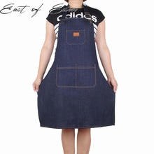 East of eden jeansförkläde förtjockning kök kafé tebutik män och kvinnor overaller bbq förkläde