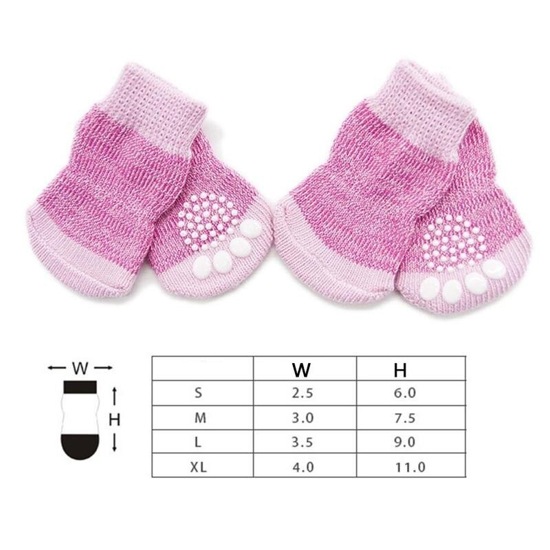 4 sokken  in 1 set antislip huisdier hond kat gebreide sokken roze schoenen dragen beschermer chihuahua poot voor de winter binnen op slip laarzen  w5 j 9