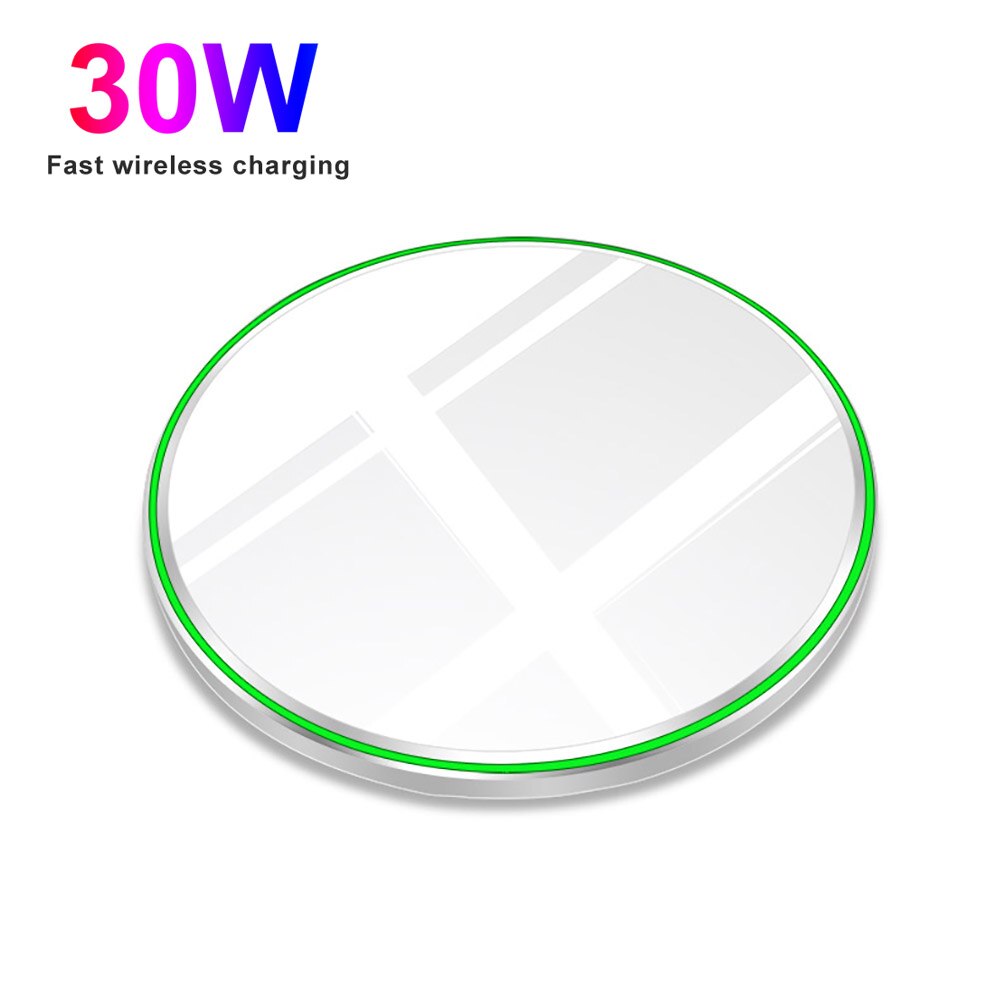FDGAO-cargador inalámbrico para móvil, cargador inalámbrico rápido de 30W para Samsung S20, S10, Note 20, iPhone 12 Pro Max, 11, 8, X, XS, XR, Xiaomi Mi 10, 9, Huawei Mate 40 Pro: 30W White