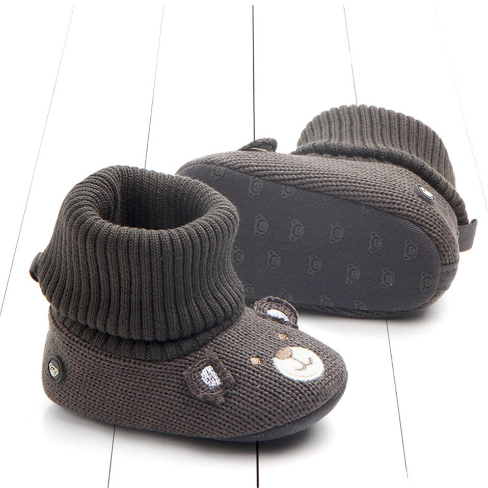 Cartoon Herfst Winter Baby Leuke Warme Schoenen Mooie Baby Laarzen Zachte Beer Wandelaars Gebreide Zachte Zolen Booties