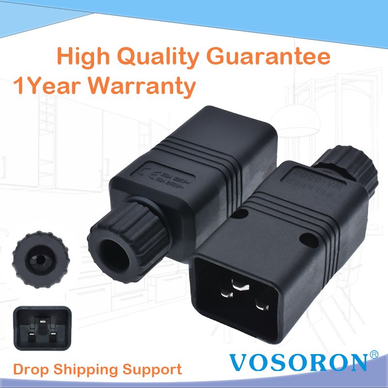 IEC 320 C20 16A 250 AC Plug C20 Male DIY Rewirable Plug C20 Screw Lock PDU APC UPS Computer server plug 4000W CE ROHS