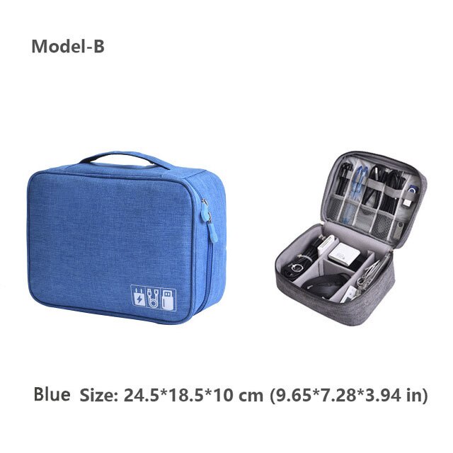 Odporne na wstrząsy elektroniczne akcesoria podróżne torba cyfrowa torebka na słuchawki gadżety etui Power Bank kabel do ładowarki USB Organizer: Blue Model B
