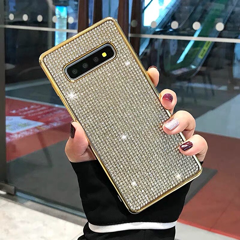 Bling Voller Diamanten Fall für Samsung S20 S10 Plus S10E Etui für Samsung S7 S7 rand S8 S9 Plus coque Weichen Strass Funda