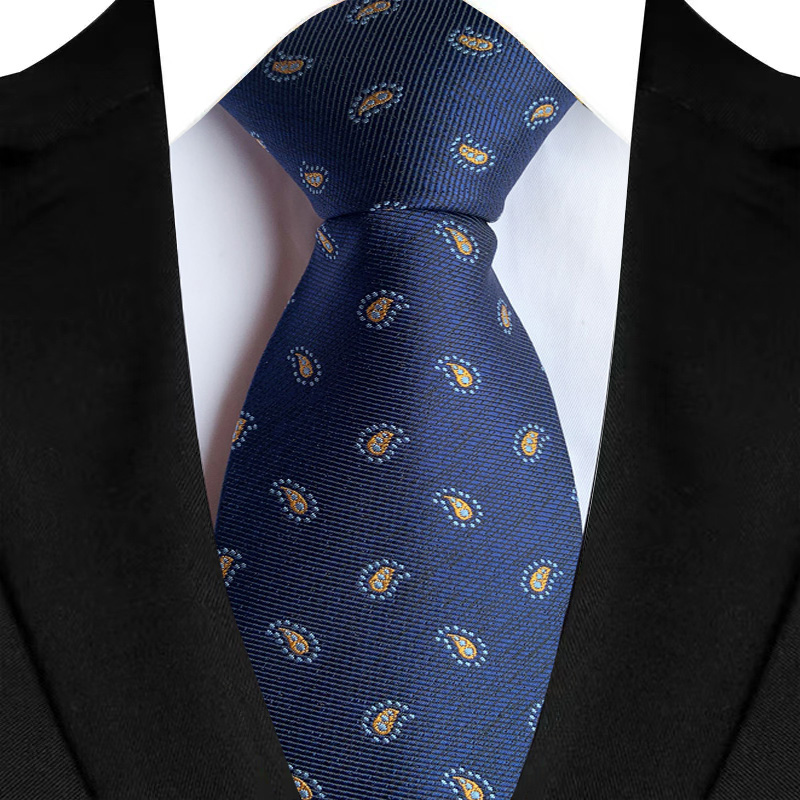 Corbata de lujo de 8CM para hombre, Color azul marino, rayas de puntos, corbata sólida para hombre, novio, corbata tejida de Jacquard para de boda de negocios