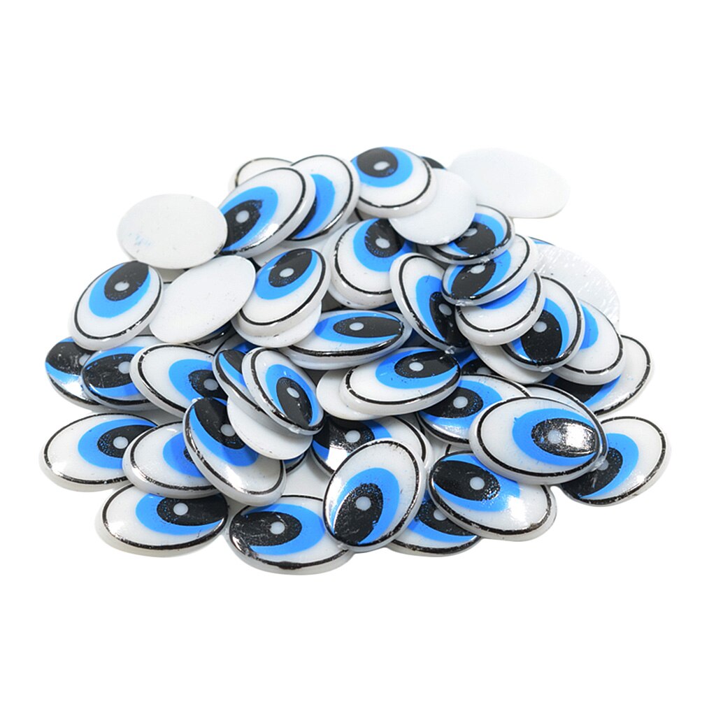 Ojos planos ovalados, Ojos de seguridad de plástico, adhesivo, ojos móviles, arte artesanal, 60 uds.: blue