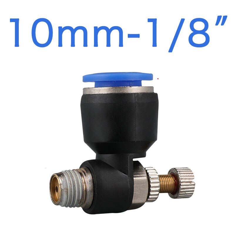 Pneumatic speed flow controller 8mm 6mm 10mm 12mm OD hose tube 1/4 "BSP 1/8" 3/8 "1/2" male Air flow limit valve: SL10-01