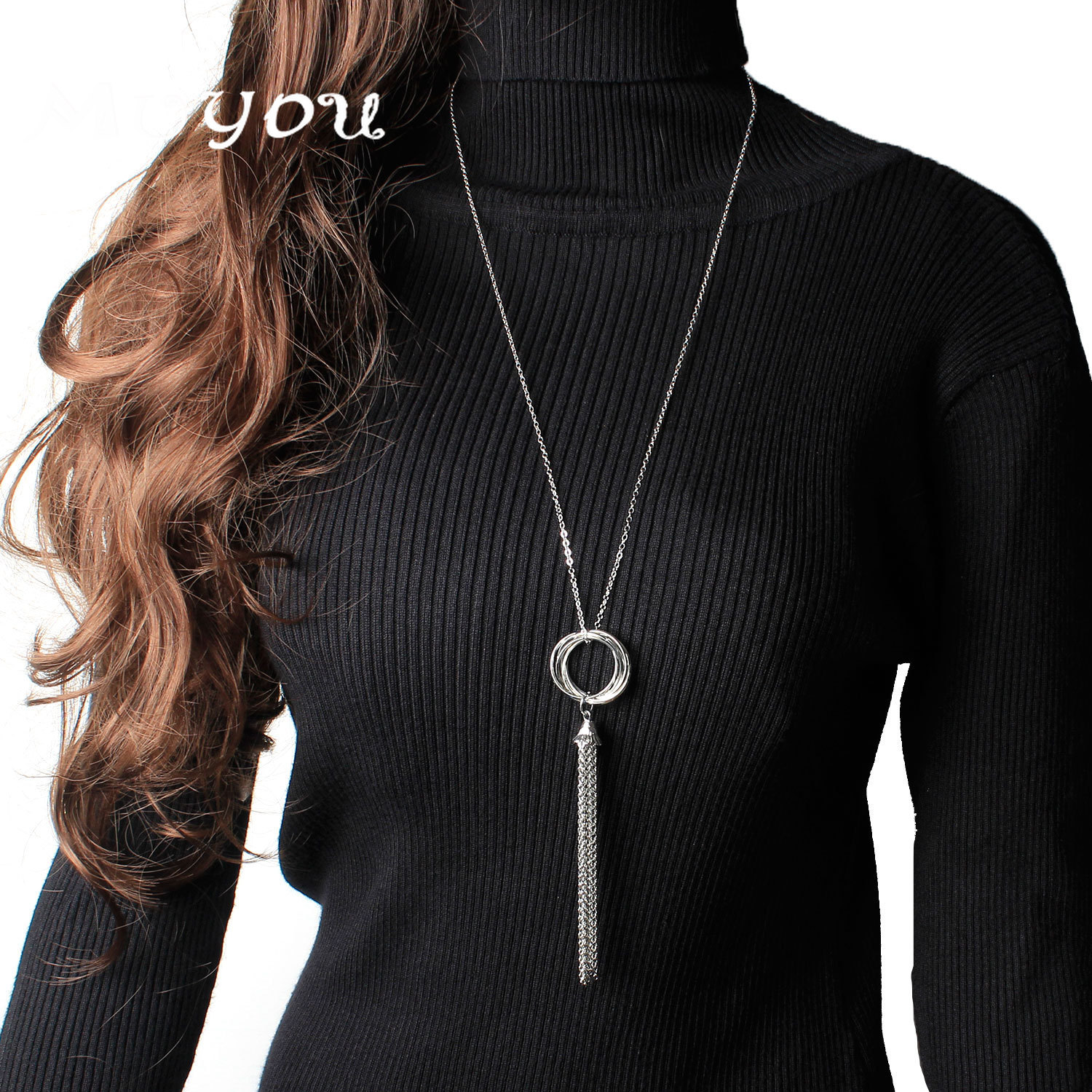 Collier avec pendentif Long et pompon pour femmes, chaîne dorée, collier clavicule, collier à la , bijoux XL1268