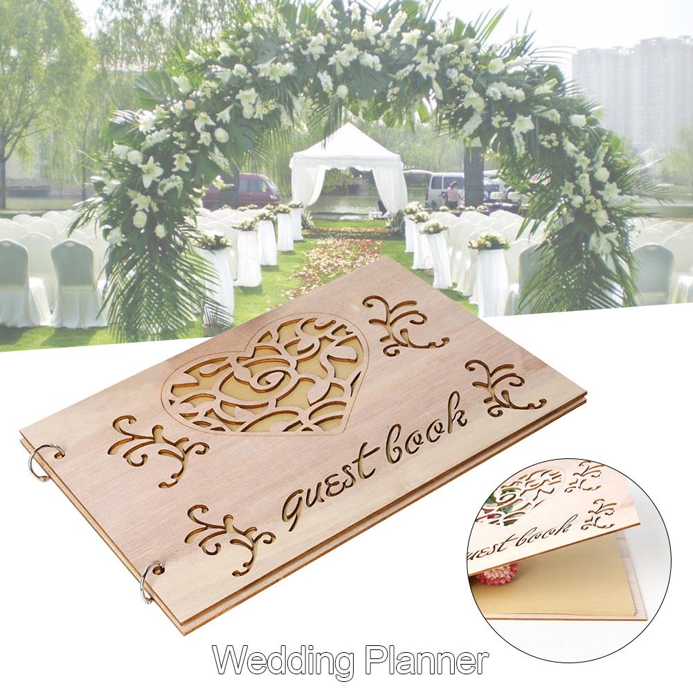 Diy Bruiloft Gast Boek Planner Bruiloft Houten Organizer Perfect Ambachten Voor Wedding Party Benodigdheden Handtekening Boek Teken