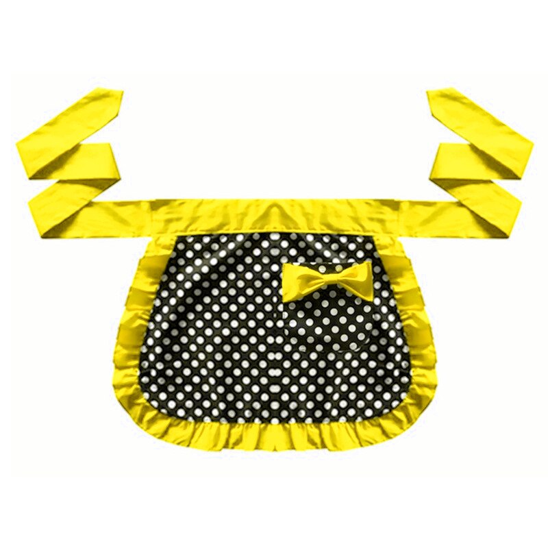 Cute Princess Polka Dots Apron Lace-up Bowknot Cloth Half-length Housekeeping Restaurant Cooking Work Cleaning Tools Aprons: Yellow