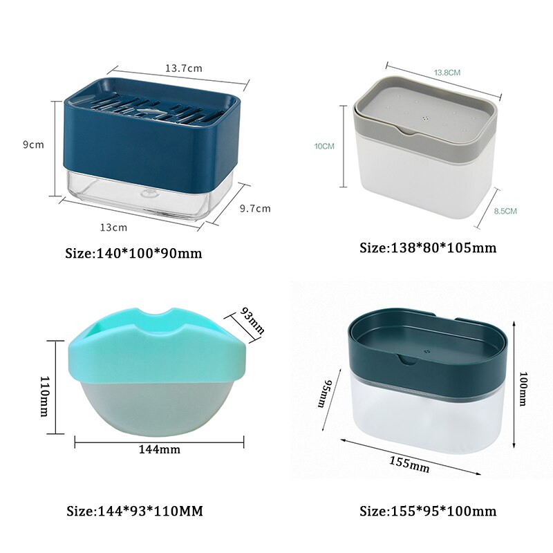 Soap Pump Dispenser 2-in-1 Liquid Dispenser Container With Sponge Holder Hand Press Soap Organizer Kitchen Cleaner Tools